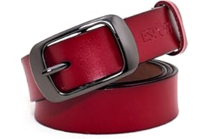 ESPOFY Ceinture pour femmes Ceinture en cuir véritable avec boucle en alliage à une broche rouge noir marron