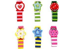 Toyvian Holzhandwerk Cartoon Simulation Uhr Armband Uhr Schreibwaren geeignet für Schüler und Kinder Simulation Uhr Kinderspielzeug 6 Stück