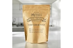 BOODLES DOG TREATS 18-22 Piece | Natural Dried Rabbit Ears with Fur Dog Treats | High Protein Low Fat | 100% EU Produce | Gluten Free Whole Rabbit Ear Chew 300g