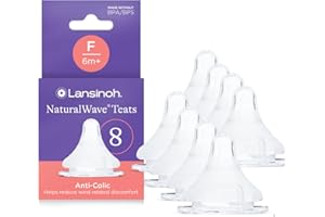 Lansinoh NaturalWave Baby Bottle Teats - 8 Pack - Anti-Colic Air Vent - BPA & BPS-Free - Clinically Proven to Reduce Nipple Confusion - Compatible with Lansinoh Bottles (8 Pack, Fast Flow)