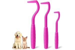Greoer 3 Pieces of Tick Remover Tools for Dogs, Painlessly Tick Removal Tool, Multifunctional Tick Remover Kit for Dog Cats Rabbits, Ideal Tick Hooks for Pet Shop, Home Use, Rose Red