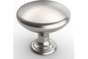 Furniware 12 Pack Cabinet Hardware Knobs, Kitchen Door Cabinet Brushed Satin Nickel Round Solid Knobs, 1.1" (28mm) Diameter
