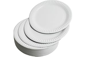 AWARE HOME CONCEPT 100-Pack White Paper Plates - Premium Quality Disposable Dinnerware - Perfect for Parties, Events, and Everyday Use - Eco-Friendly, Durable, Microwave-Safe (7 Inch - 18 cm)
