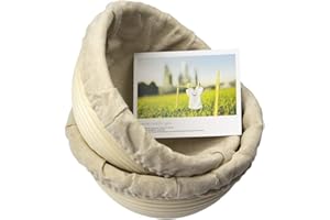 JRANTER 7 Pollici Rotondo Banneton Pane Proofing Basket 2 pz Naturale Rattan Canna Brotform Handmade& Linen Liner Panno