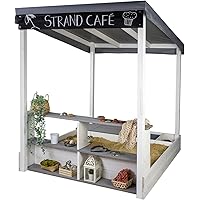 Meppi Sandkasten Travemünde Weiss / grau aus wetterfestem Holz - Sandkiste / Sandbox mit Verkaufstheke / Regal