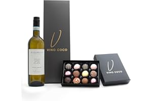 Vino Coco Pinot Grigio White Wine & Chocolate Truffles Gift Set - Perfect Birthday or Anniversary Present, White Wine Gifts for Her or for Him