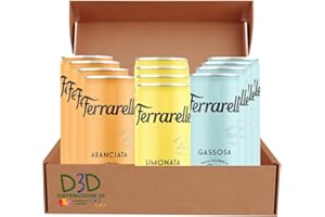 DISTRIBUZIONE 3D Bevande Ferrarelle | 12 bevande gassate da 25cl | 4 Limonata 4 Arancia 4 Gassosa