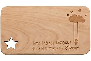 Spruchreif PREMIUM QUALITÄT 100% EMOTIONAL Planche à petit-déjeuner en bois - Planche à pain avec gravure - Cadeau avec gravure - Planche en bois avec découpe en étoile - Idée cadeau pour une amie