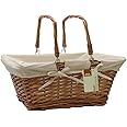 JVL 49-24-306A Split Shopping/Hamper Storage Basket with Cream Lining, Buff Willow, One Size