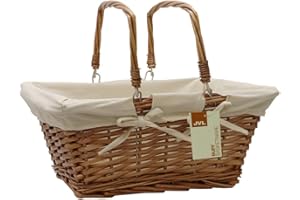 JVL Buff Split Willow Shopping Storage Basket with Cream Lining