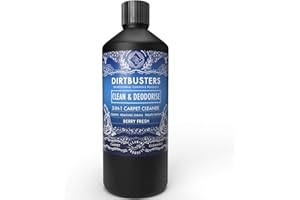 Dirtbusters Nettoyant Désodorisant Professionnel Concentré 3 en 1 pour Tapis/Tissus - Neutraliseur d’Odeur, Parfum Baies Rouges, Shampoing Idéal des Machines Lavant par Extraction 1 Litre