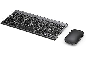 seenda WGJP-031 Small Wireless Keyboard and Mouse, Ultra Compact Rechargeable USB Keyboard and Mouse Combo with Portable Size Low Profile Keys for Windows XP/7/8/10/11 Laptop Computer, Black and Grey