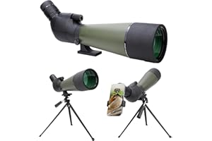 BOSSDUN Telescopios con trípode, Bolsa de Transporte y Soporte para teléfono rápido - BAK4 Alta Definición Impermeable Telescopio para Observación de Aves Paisaje de Vida Silvestre, Verde (80G)