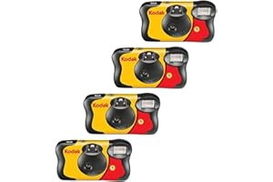 Kodak Fun Saver - Cámara desechable de un Solo Uso de 35 mm con Flash, 27 exposiciones, Paquete de 4