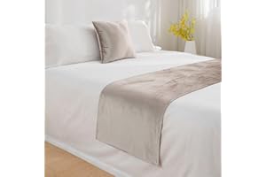QRGMKL Neue Bettläufer Tagesdecke einfarbige Bettschals Moderne einfache Bettwäsche Beschützer Mode Bettwäsche Dekor für Schlafzimmer Hotel Hochzeitszimmer-Beige||260X45cm for 2m Bed