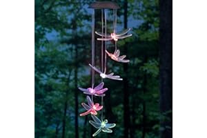 OSALADI Carillon à vent solaire en forme de libellule à LED changeant de couleur pour la cour ou le jardin (couleur aléatoire)