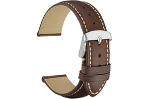 WOCCI Vintage Cinturini Orologi in Pelle con Fibbia in Argento Inossidabile, Cinturino di Ricambio 14mm 15mm 16mm 17mm 18mm 19mm 20mm 21mm 22mm 23mm 24mm