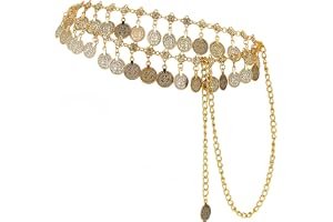 GORGECRAFT 1 låda guld mynt kedja bä metalllegering justerbar västerländsk antik tofs lager trendig mage kropp midja kedjo