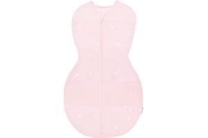 happiest baby Couverture d'emmaillotage Sleepea - Cotton 100% Bio - Favorise Un développement sain des Hanches (Rose Motif Étoiles, Grand)