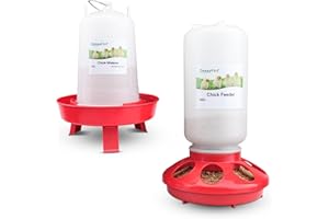 ZenxyHoC Kit Mangiatoia e Abbeveratoio per Pulcini, con Mangiatoia da 1L e Abbeveratoio da 1,5L con Combo di 3 Altezze Regolabili