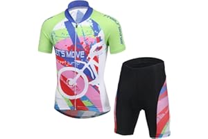 Amur Leopard Enfant Unisex Maillot de Cyclisme Manches Courtes & Cuissards VTT à Séchage Rapide Combinaison de Cyslisme Garçon Fille