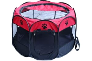 Gaorui Parque portátil plegable para mascotas, jaula de ejercicio interior y exterior, cubierta de malla extraíble para perros, cachorros, gatos, gatitos, conejos