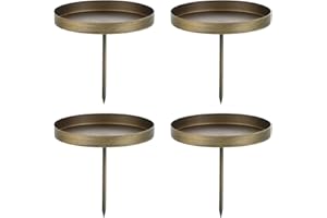 ‎ROMADEDI Romadedi Kerzenhalter Adventskranz Gold Stumpenkerzen 8cm - 4er Set Kerzenständer ohne Dorn Stabkerzenhalter zum Stecken Adventsteller Kerzenteller Metall für DIY Advent Kranz Deko