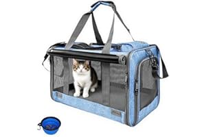 SHJOEE Soft Sided Cat/Dog/Pet/Puppy Carrier Bag Portable Pets Transport Carrier Foldable Travel Bag With Shoulder Strap & Removable Mat for Cats Kitten Puppy for Car Travel,Bus, Subway,Picnic,Hiking