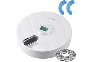 GAMKII Automatic Cat Wet Food Feeder 6 Meals with 2 Ice Packs, Battery Power Auto Pet Food Dispenser with Timer, Memory Function, Cats Small Dogs-First Meal with Cover (Edelstahl-Lebensmitteltablett)