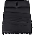 Utopia Bedding 4 Piece Bed Sheet Set Double, Black – Fitted Sheet, Flat Sheet with 2 Pillow Cases 50x75 – Wrinkle, Shrinkage and Fade Resistant – Soft Brushed Polyester Microfiber Fabric