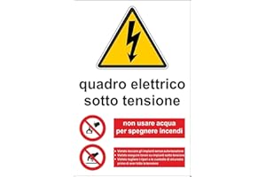 VESTIN M-ITALY CARTELLO SEGNALETICO - QUADRO ELETTRICO SOTTO TENSIONE - Adesivo Extra Resistente, Pannello in Forex, Pannello In Alluminio (20x31 cm, Adesivo)