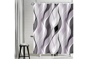 Tenda Doccia Geometrica Astratta Uiiooazy, Impermeabile, Resistente alla Muffa, Tessuto Poliestere, 180x180cm, Lavanda