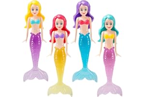 Gemdoit 4Pcs Crystal Mermaid Diving Pool Toys, Swimming Pool Toys for Kids, Summer Swim Dive Training, Summer Fun Swimming Toys, Toys Diving Games Children's Gifts (Crystal Mermaid)