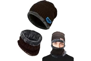 AOMAIGAD Czapka zimowa, czapka beanie, klasyczna czapka zimowa dla mężczyzn i kobiet, zestaw szali, gruba, miękka, dwuwarstwowa pluszowa czapka i ocieplacz na szyję dla mężczyzn i kobiet