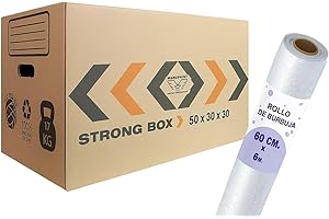 MARCPRINT Lot de 20 boîtes de déménagement + rouleau à bulles - Boîtes en carton (50 x 30 x 30 cm) renforcées et résistantes - Certifiées FSC - Boîtes en carton de déménagement 100% réutilisables