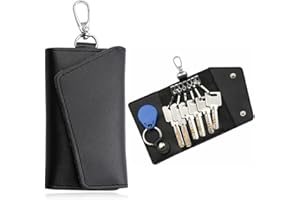 BOPRKTM Estuches De Llave Cartera de cuero para llavero Hombres Llavero Piel Organizador Llaves Funda De Cuero para Llaves Portátil Organizador Llaves con Ganchos y Llavero
