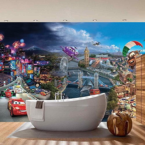 Vlies Fototapete PREMIUM PLUS Wand Foto Tapete Wand Bild Vliestapete – Kindertapete Cartoons Autos Lightning Cars Lightning Mc Queen Animation – no. 996, Größe: 254 x 184 cm Vlies - 7