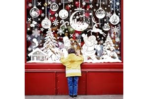 heekpek 260Pcs Adesivi Natalizi per Finestre Vetrofanie Natalizie Bianche Riutilizzabili Decorazioni Natalizie Finestre Removibili Vetrofanie Natale Grandi