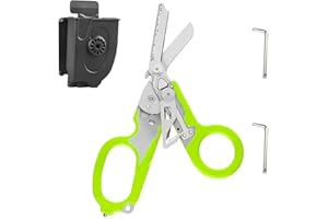 CALENXY Raptor Response - Tijeras de rescate con 6 prácticas tijeras para traumas, multiherramienta, pinzas plegables con funda, alicates tácticos plegables para acampar al aire libre, herramientas de rescate