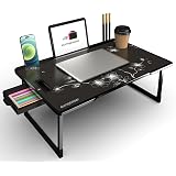 eumqestoer Study Table Bed Table Premium Laptop Table/Foldable and Portable Wooden/Writing Desk for Office/Home/School (Flower COTED): 