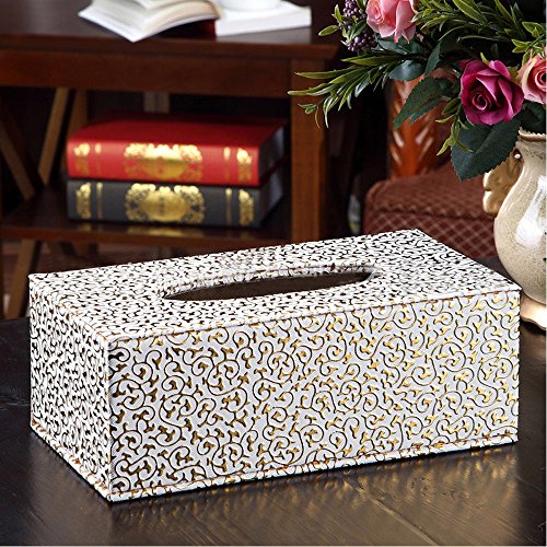 SOEKAVIA PU Leder Kleenex boxen Tissue Box Taschentücher boxen Kosmetikbox für Haus und Auto(Groß)-Gold