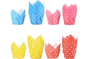 COSIESNEST 200 sztuk foremek do muffinek, tulipanów, babeczek, do pieczenia, jednorazowych foremek do pieczenia, odporne na wysokie temperatury, na Boże Narodzenie, przyjęcie urodzinowe, tłuste foremki do