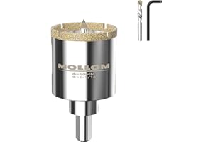 MOLLOM (40mm | 1-9/16") Sierra de corona de diamante con 2 brocas piloto removibles, corte suave para azulejos de porcelana, vidrio, cerámica, mármol, fibra de vidrio, etc