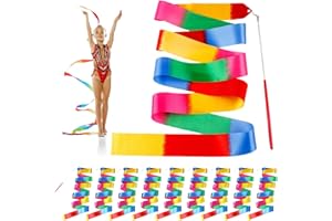 RAIRSKY 10 Piezas Cinta Gimnasia Ritmica Niña, 2M Cinta de Gimnasia Ritmica, Cinta de Danza con Varita, Cintas Gimnasia Ritmica, Cintas de Baile Rítmico Gimnasia Artística Infantil Entrenamiento de Baile