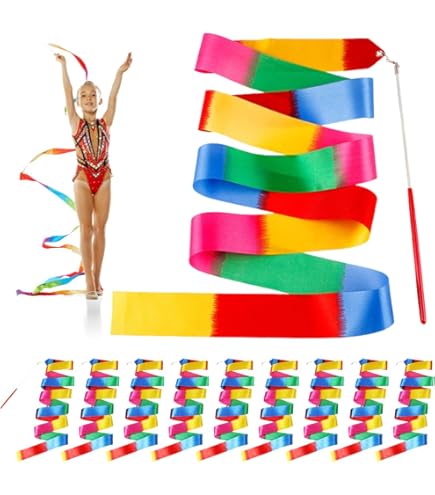 Surplex Tanzbänder Set - 10 Bunte Gymnastikbänder Mit Drehstäben
