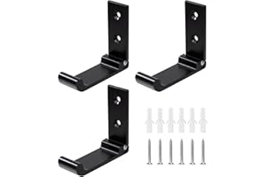 MoonSing Ganchos Plegables Pared de 3 Piezas, Ganchos para Ropa de Aleación de Aluminio con Tornillos, Colgar Abrigo Bolso Auriculares para Gabinete, Cocina, Baño, 15kg (Negro)