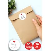 50Li Hediye Paketi Seti, 11X20 Cm Kraft Kese Kağıdı (11X20 Cm), 105 Adet Sticker