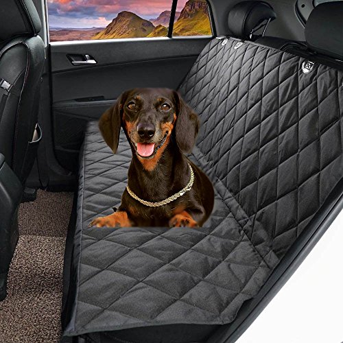 Preisvergleich Produktbild Hunde Autoschondecke mit Seitenschutz für Rücksitz Robust Wasserfest (137cm * 147cm Schwarz)