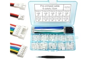 elechawk Kit de cable preengarzado de conector PH 2.0 compatible con JST-PH de 2.0 mm para batería JJRC H36 Blade Inductrix Tiny Whoop Arduino mkr1010 MKR Zero (conector hembra y macho y cable)