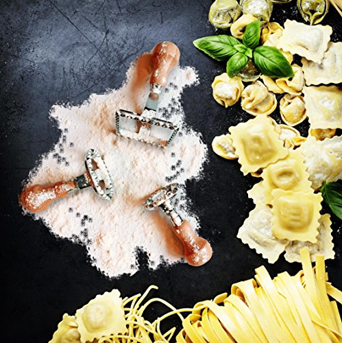 Ravioli-Ausstecher Set | 3 wunderschöne Ravioli-Stempel mit Holzgriff | formen Sie Ihre eigenen leckeren Ravioli, Maultaschen oder Plätzchen und Kekse | Casparo Design - 3